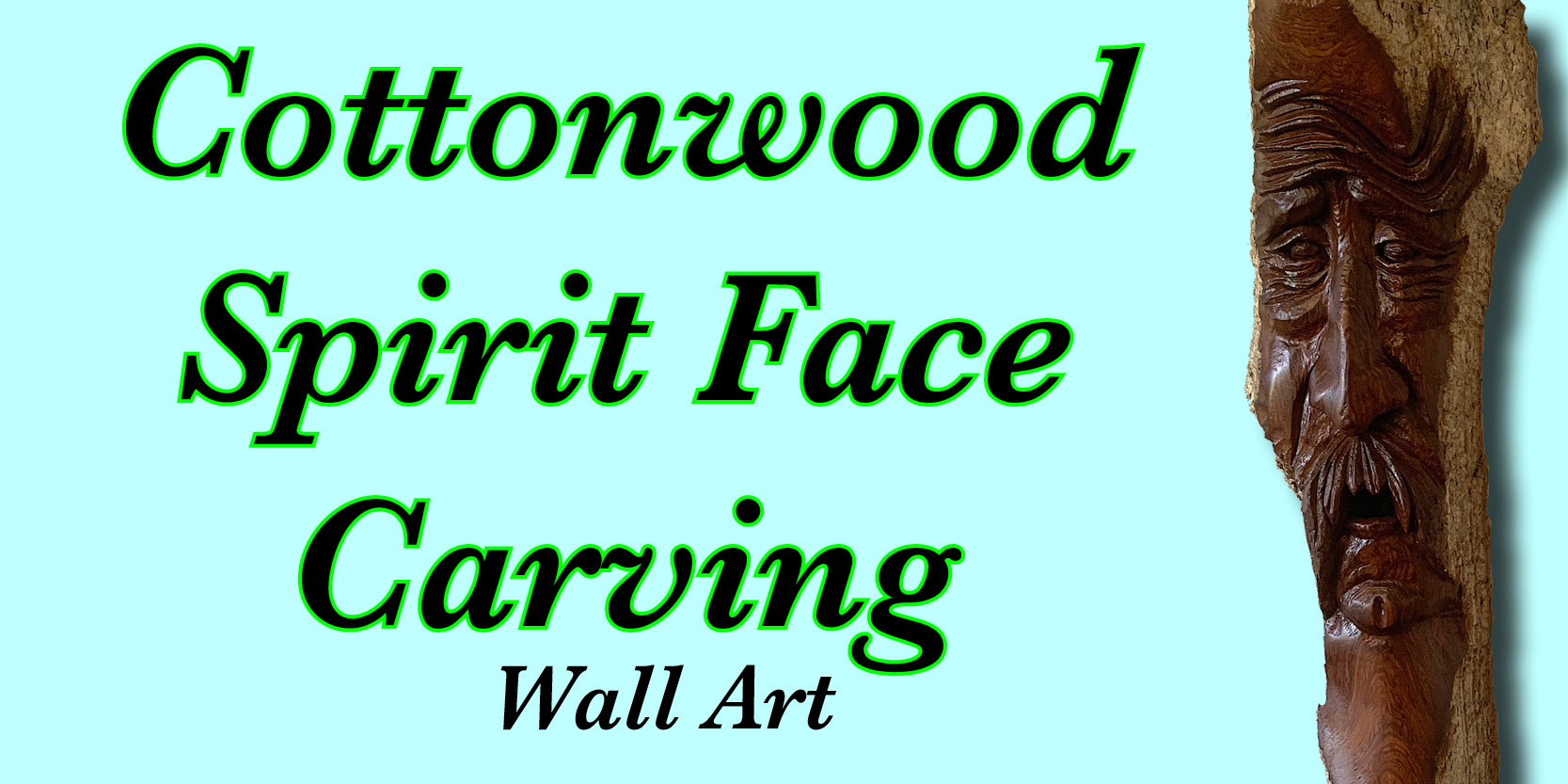 Cottonwood carving, spirit face black forest design woodcarving bark carving wall art homedecor